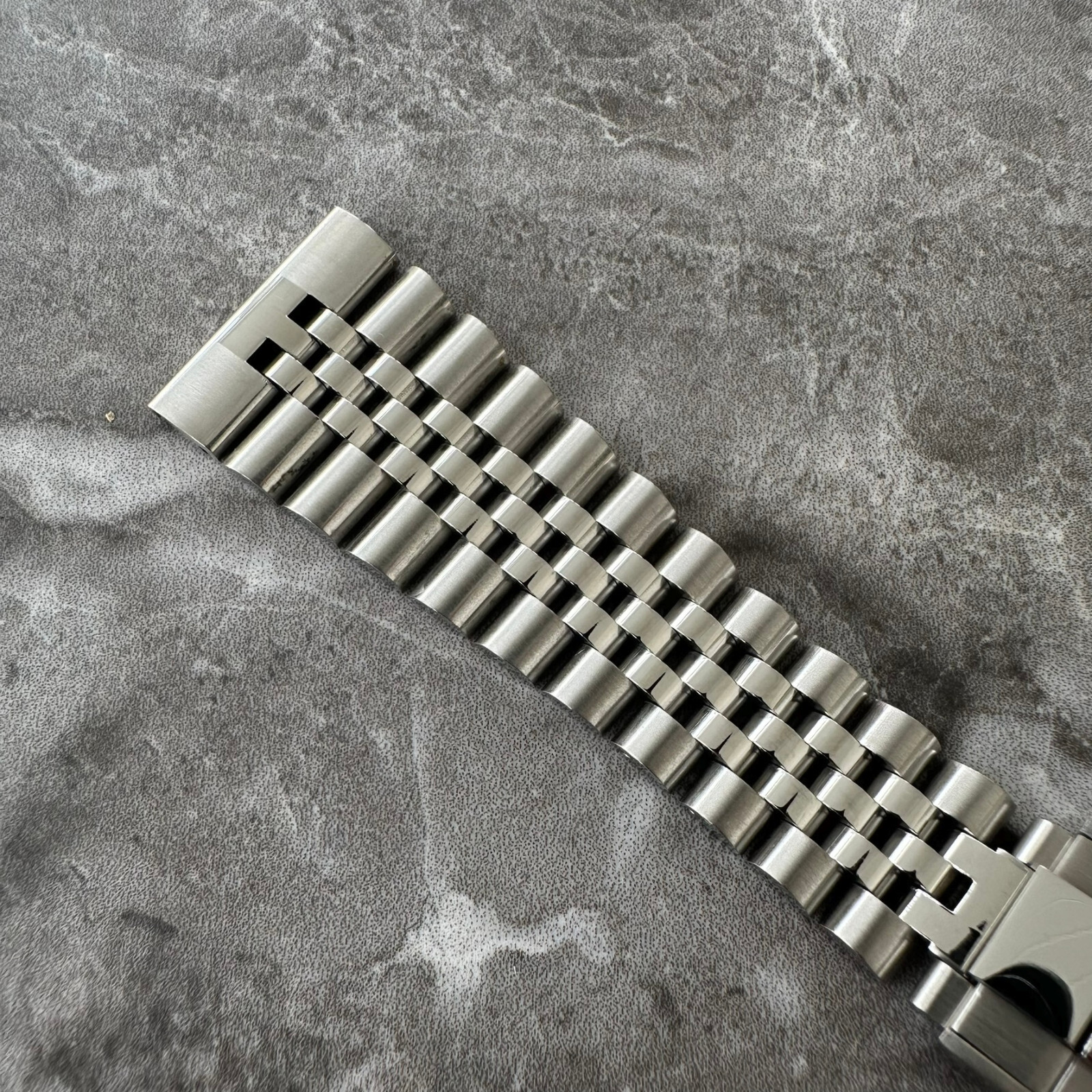 24mm Silver Steel Jubilee Bracelet Glide Lock Watch Strap Band 316L Steel
