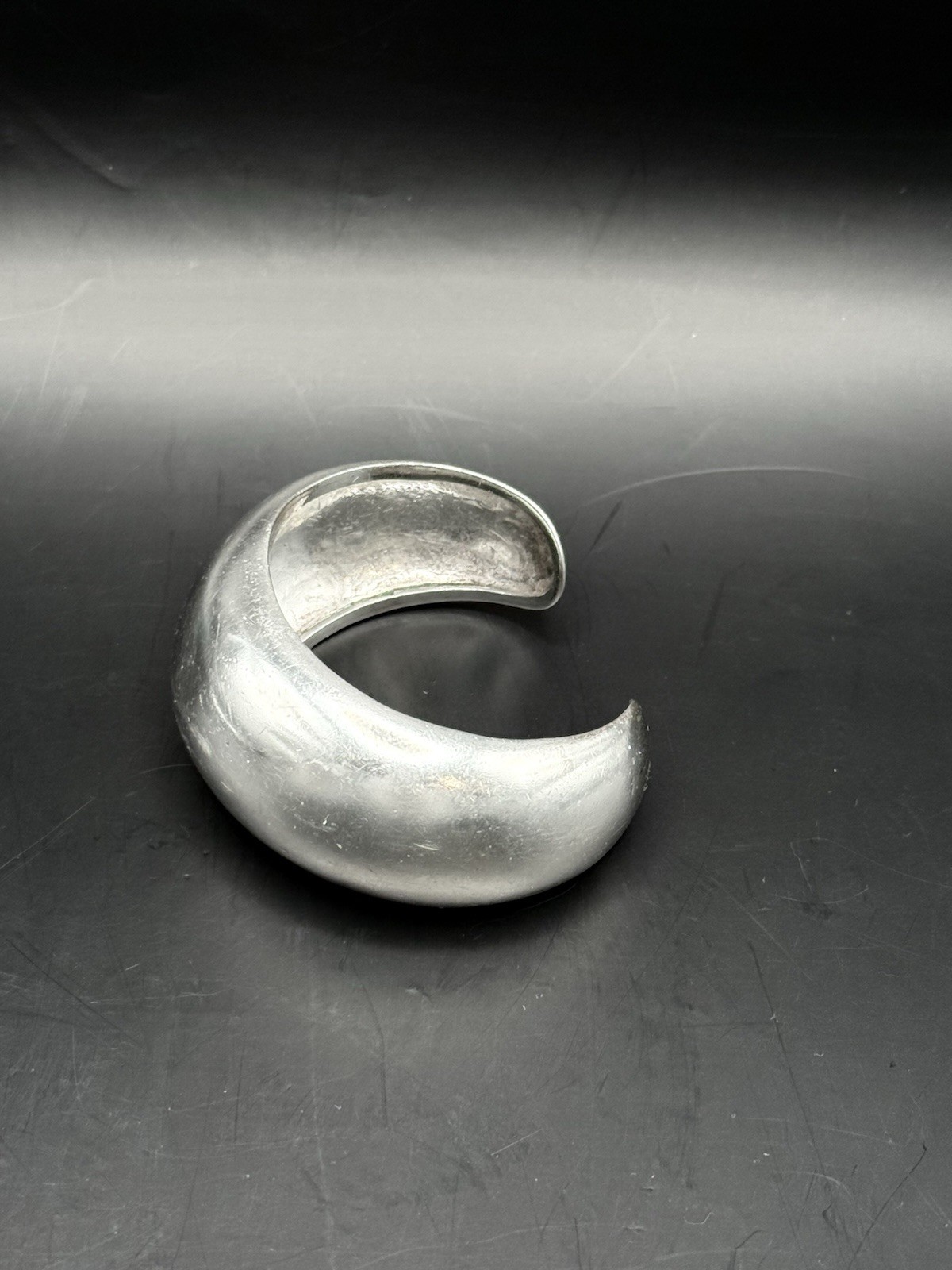 Rare Antonio Pineda Taxco 970 Silver Heavy Domed Cuff 54g Signed MCM Masterwork