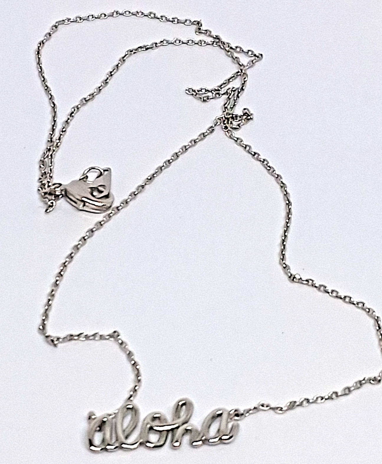 Sliver Tone Hawaiian “Aloha” Scroll Word 16 Inch Necklace