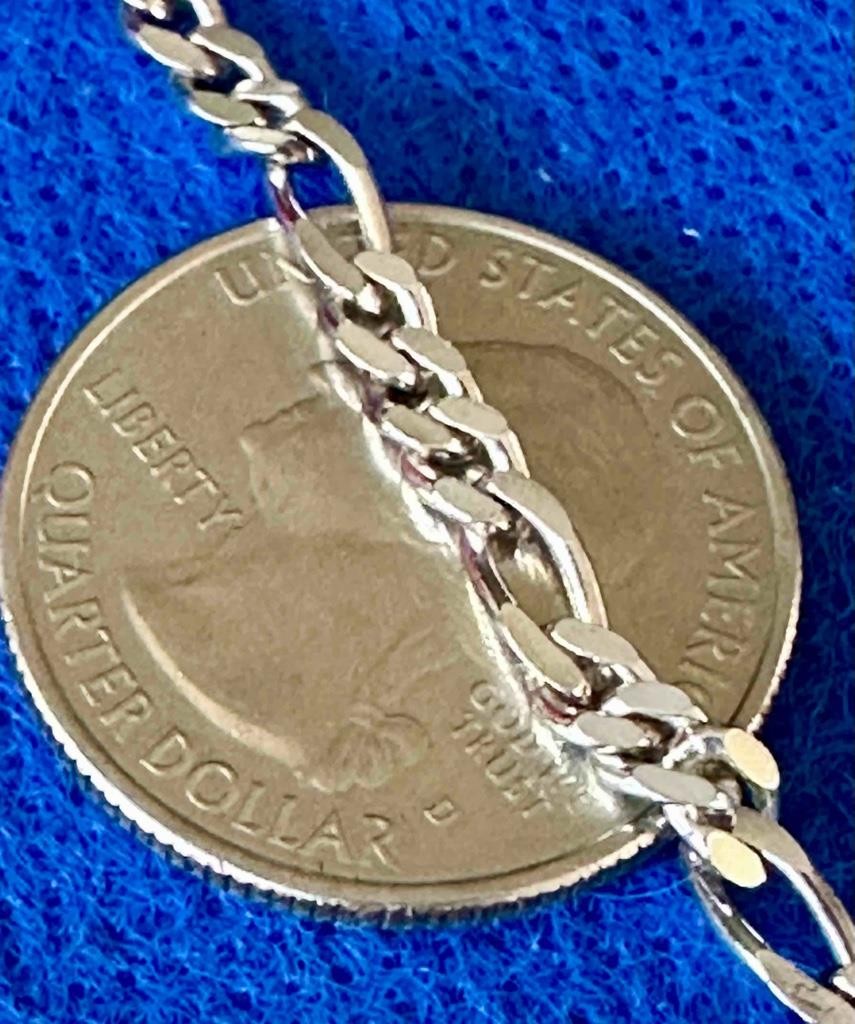 Sterling Silver – HCT Italy 3mm Figaro Chain Bracelet, 8″ Long – 4.90 Grams