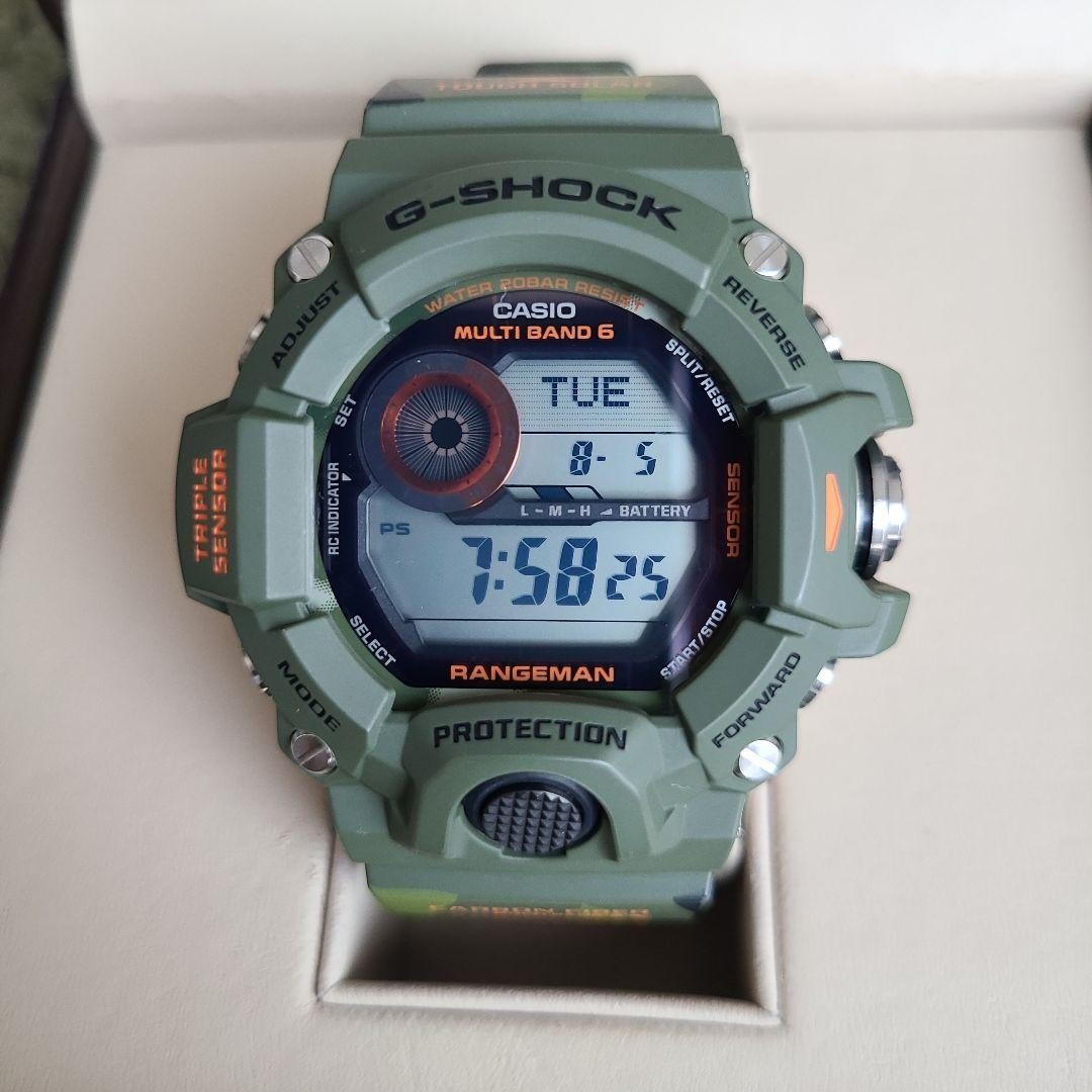 Casio G-Shock GW 9400CMJ 3JR Rangeman Green Camo Solar Radio Watch Used