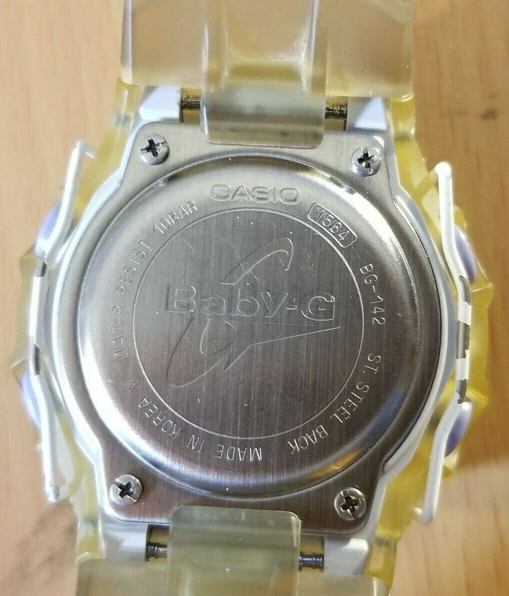 Casio Baby-G BG-142 digital sports women watch transparent/violet new battery