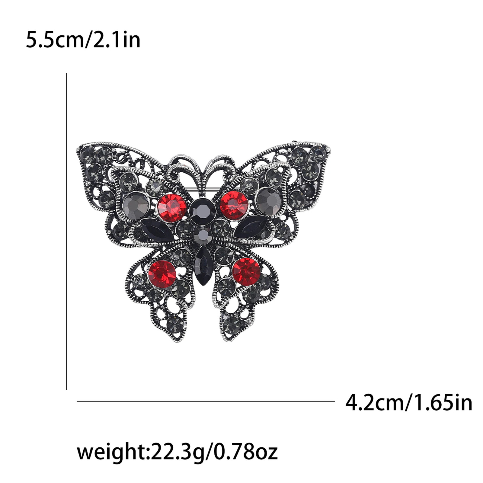 Metal Tone Rhinestone Butterfly Brooch Unisex Insect Wing Brooches Jewelry