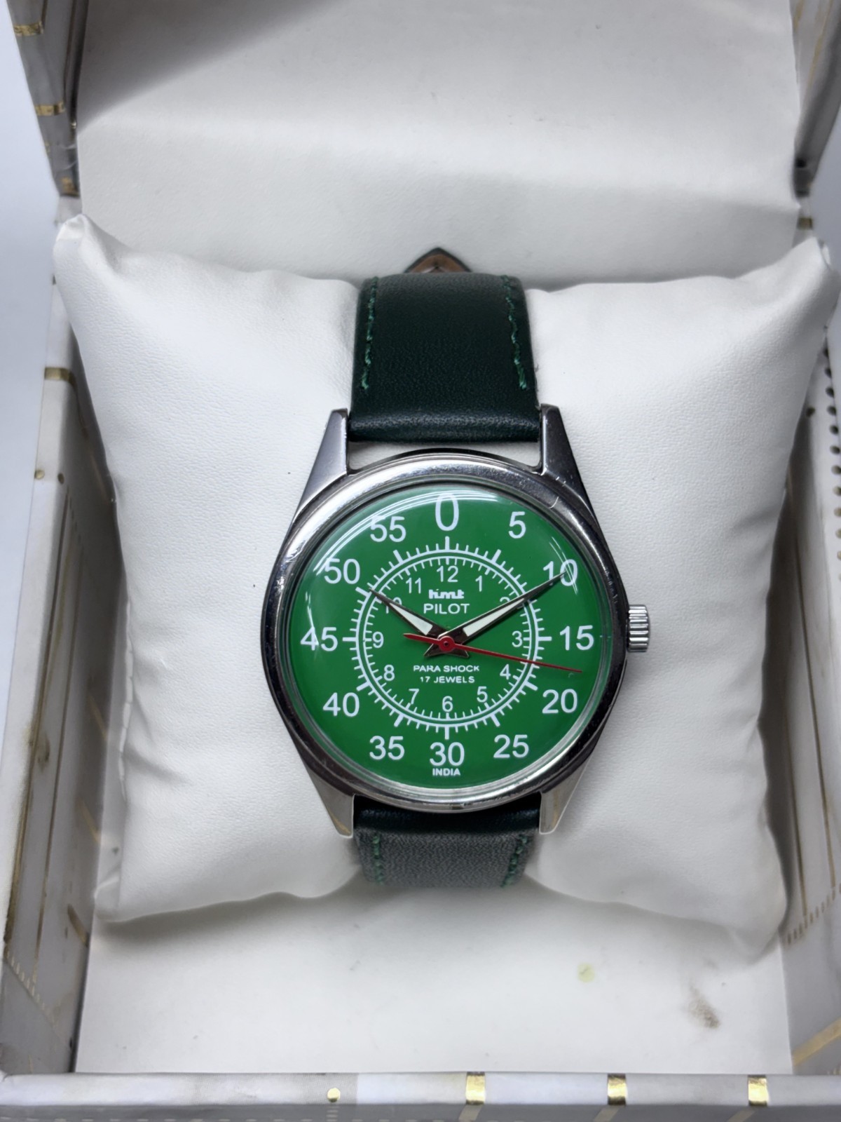 Vintage HMT Pilot Green 17 Jewels Mechanical Hand Winding Men’s Wrist Watch