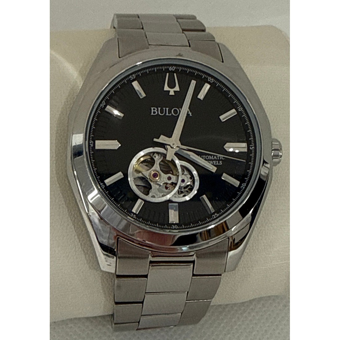 Bulova Surveyor Men’s Black Dial Stainless Steel Automatic Watch 96A270