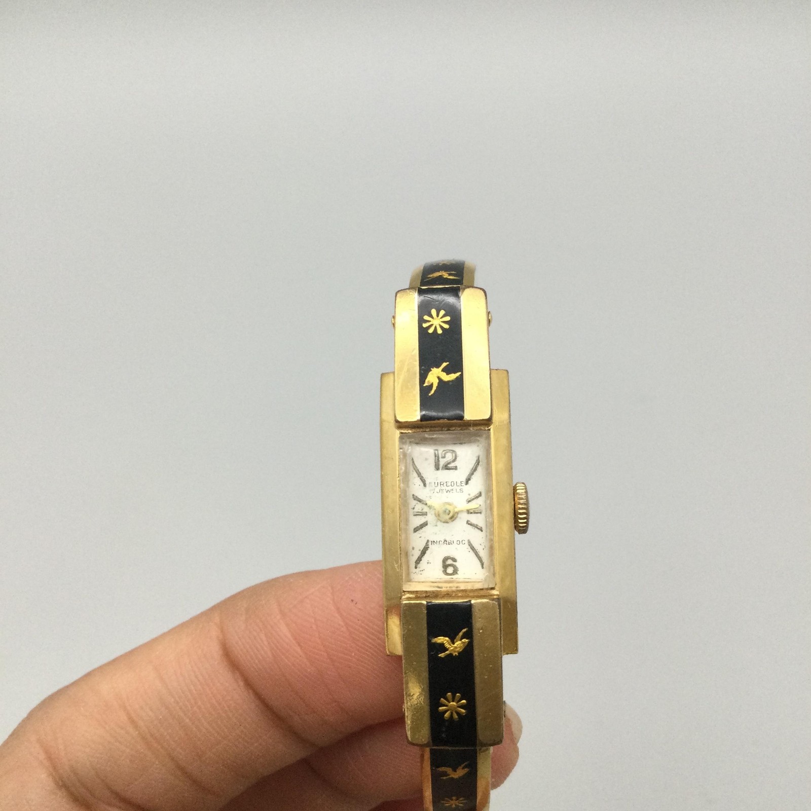 Vintage Aureole Womens Watch 11mm Bangle 17J Gold Filled Swiss Manual Wind