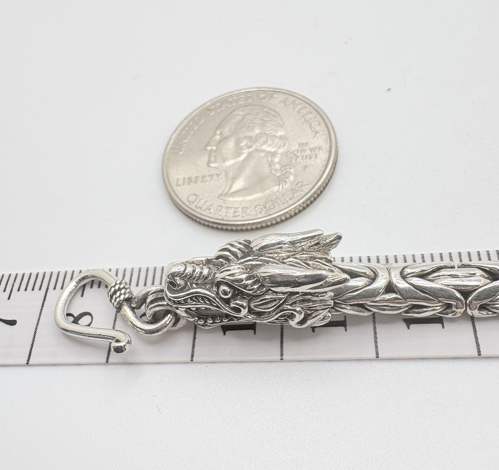 Dragon Head Borobudur Bracelet Sterling Silver 30.10g 7.25in Bali Legacy