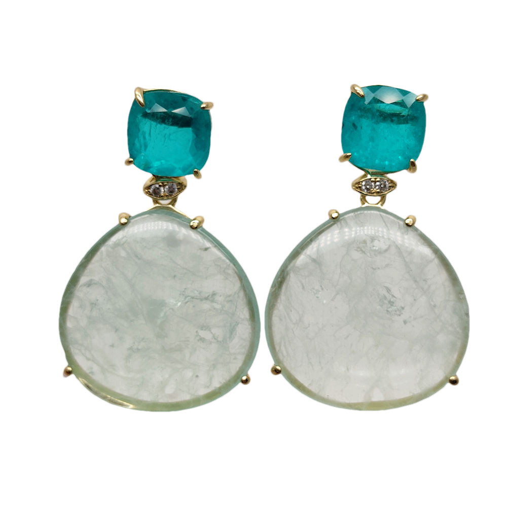 Natural Green Fluorite Charm Dangle Earrings Healing Drop Earrings Jewelry