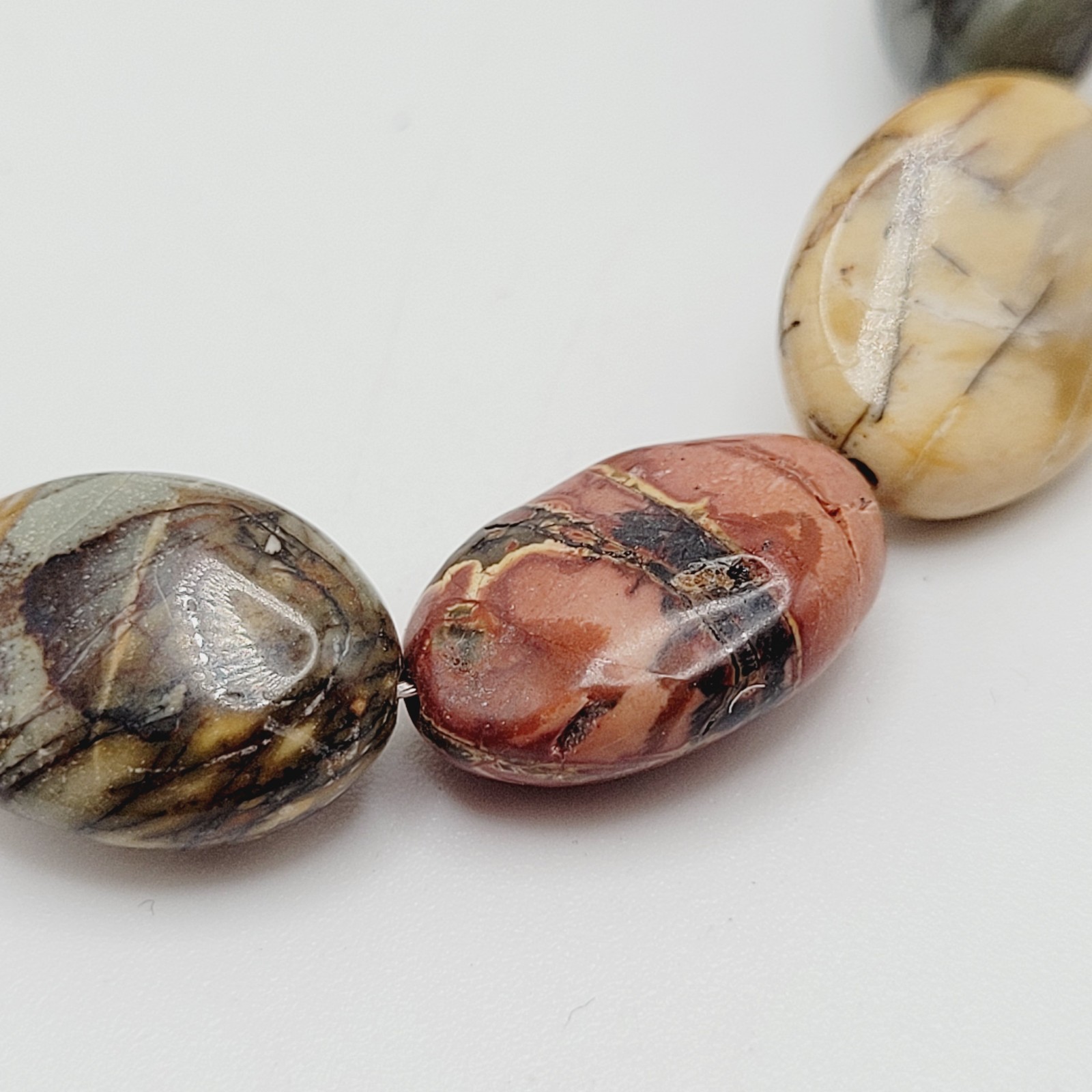 Artisan Picasso Jasper Bead Asymmetric Focal Stone Piccadilly Vtg Necklace 32 in