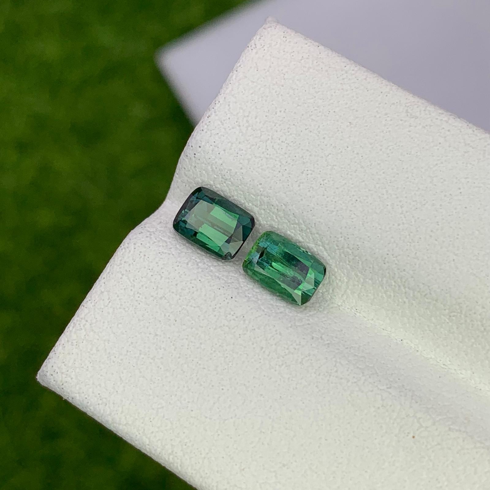 1.25 Cts Natural Green Tourmaline Pair Cushion Cut SI Afghanistan Ring Gemstones