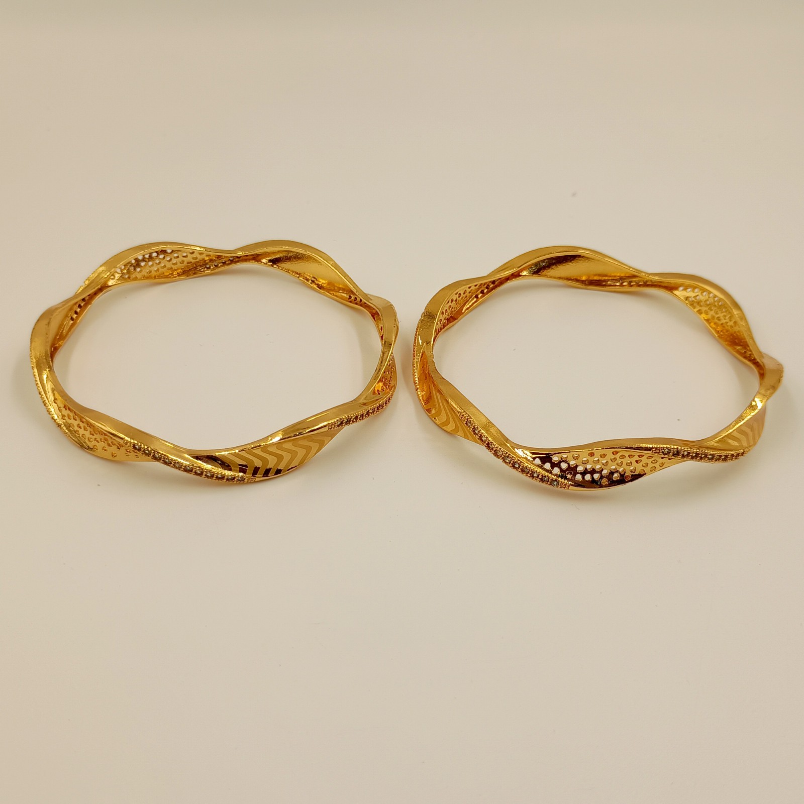 Stunning CZ Bangle Set 22k Rose Gold Plated Fashion Jewelry for Women & Girls
