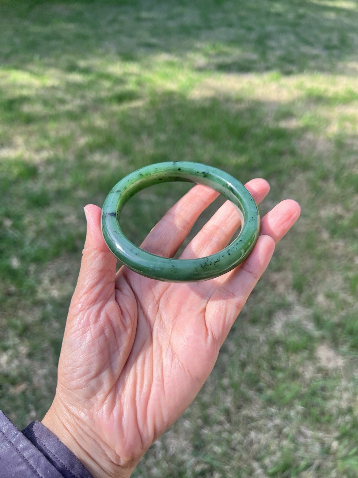 XXL 63.5mm Genuine Green Nephrite Jade Bangle Bracelet B729 2