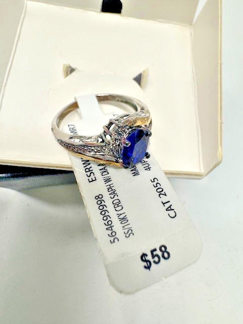 Brilliance Fine Jewelry 10kt Gold & Sterling Silver Ring Created Sapphire*New