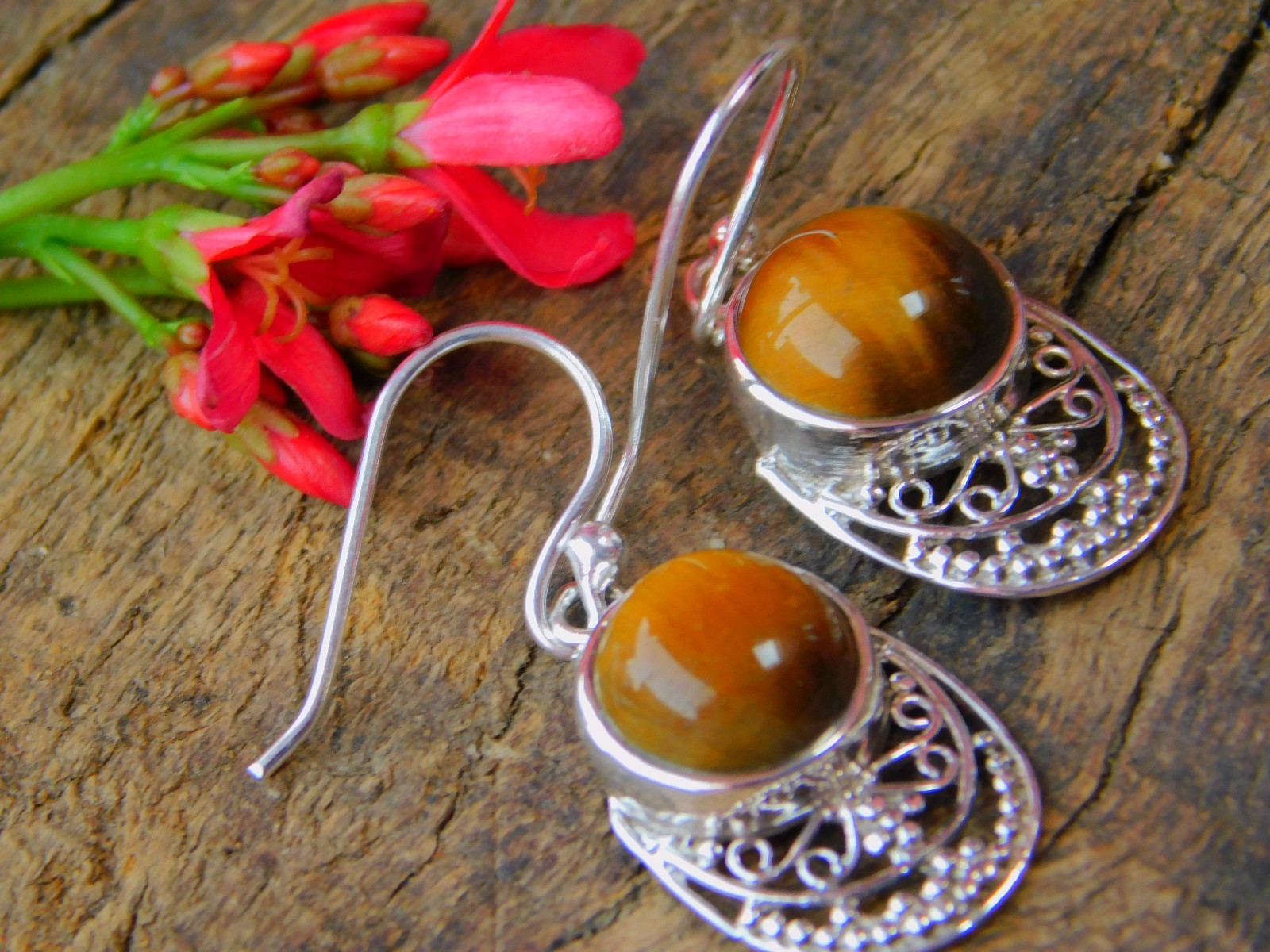 Stunning Top 925 Sterling Silver Earrings Solid Silver Earring With Tiger’s Eye
