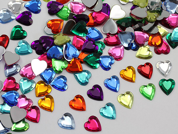15mm Assorted Colors Flat Back Heart Acrylic Rhinestones Gems Crafts 120 Pieces