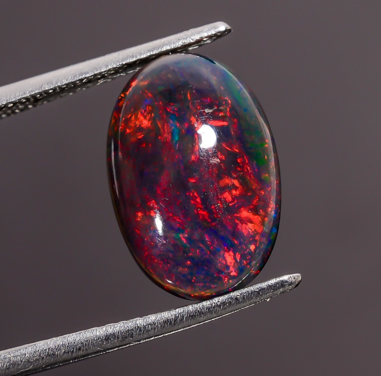 3.5 Ct Natural Black Ethiopian Opal Oval Shape Cabochon Loose Gemstone 14X9X4 mm