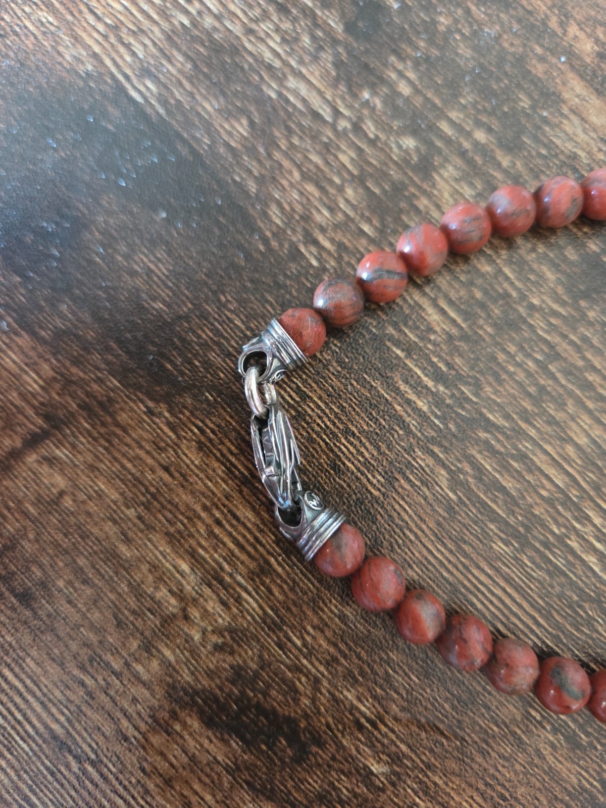 Henry Williams Beaded bracelet with Sterling silver and Red Sesame Jasper