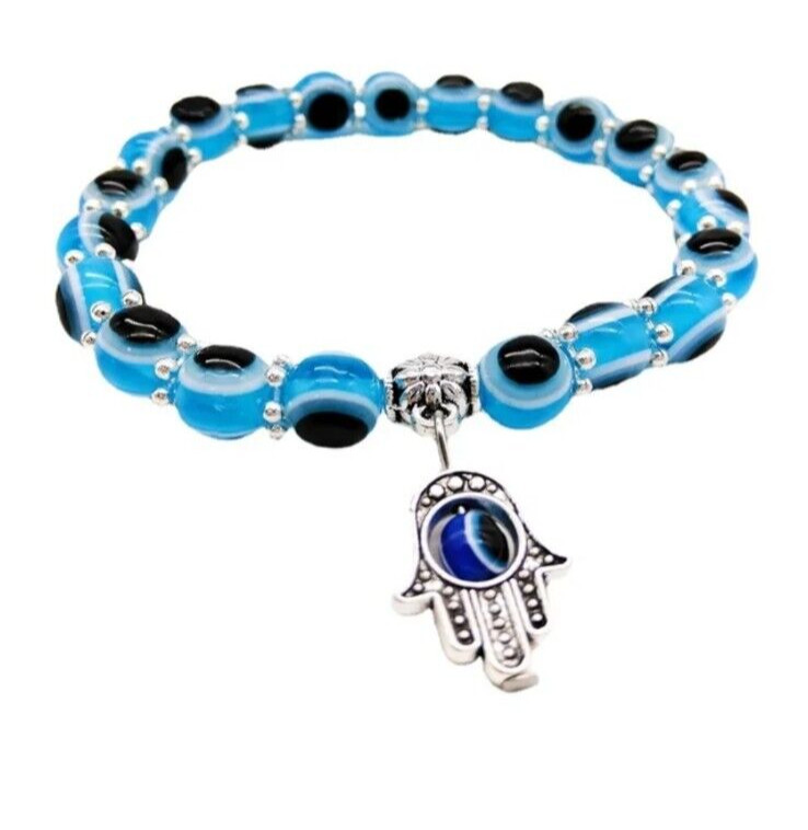 Evil Eye Stretch 6mm Beaded Bracelet good luck