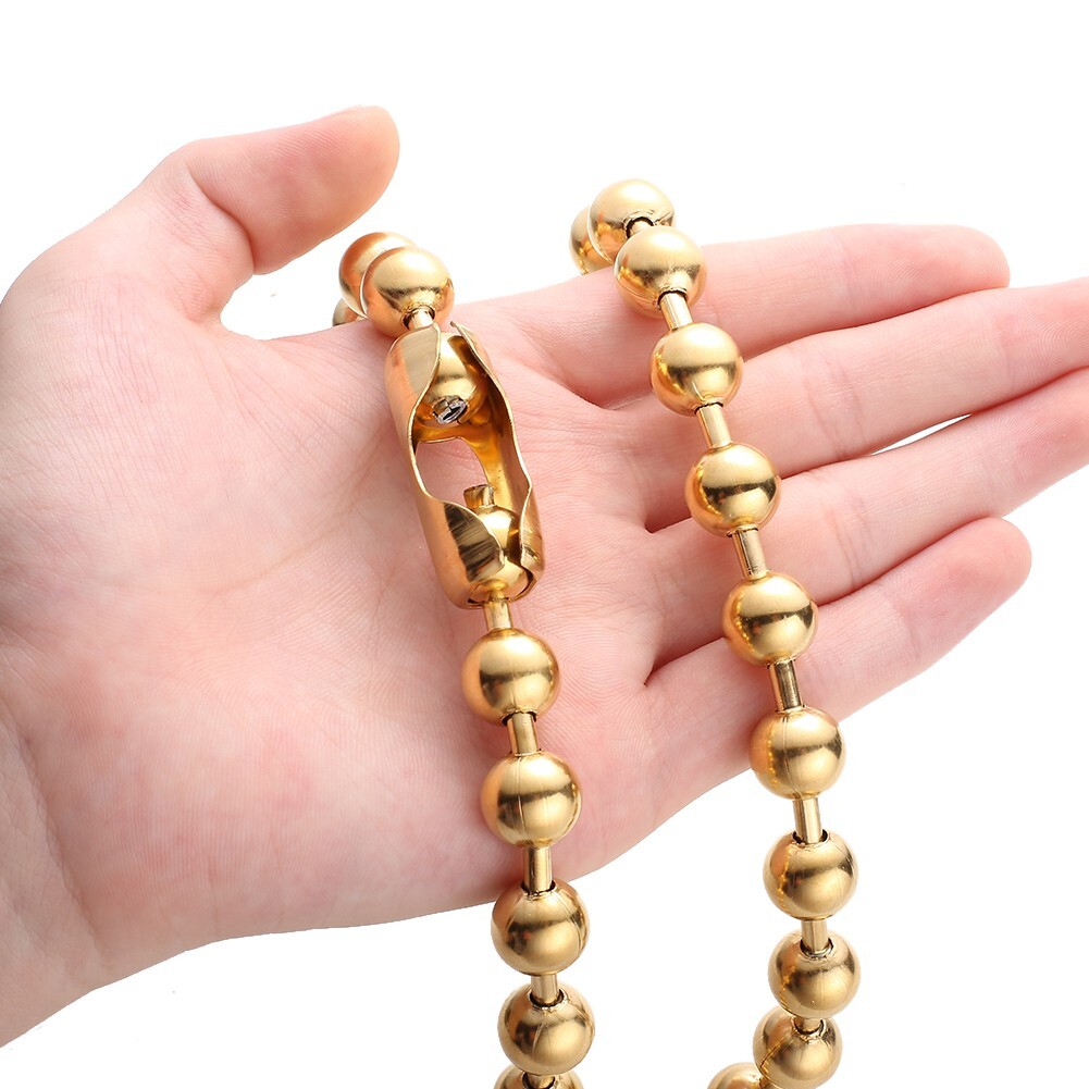 6/8/10/12mm Gold Tone Stainless Steel Ball Beads Chain Necklace 16inch-40inch