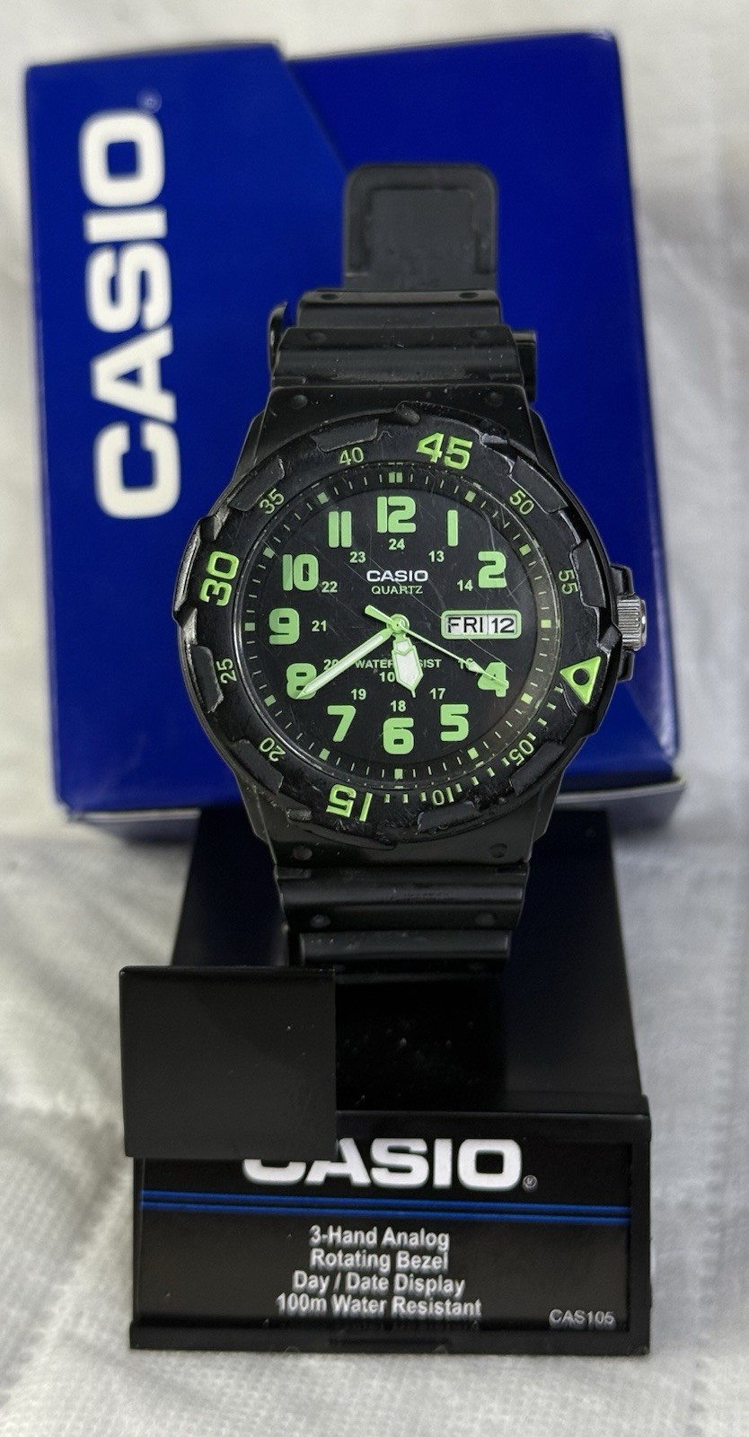 Casio MRW200H-3BV Dive Style Neo-Display 44.6 mm Black Resin Case and Strap…