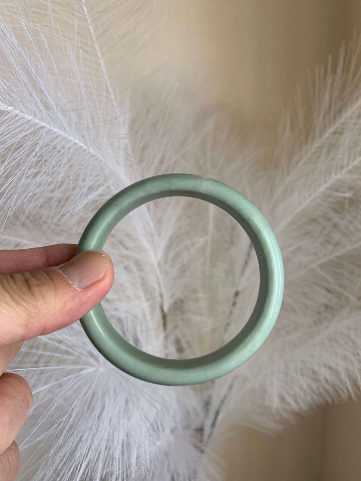 Beautiful Light Green Real Jade Bangle Bracelet Good Fortune Luck Wealth 59 60mm