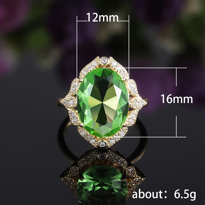 Women Wedding Ring Gold Plated Art Deco Style Peridot Beautiful Ring 3.25CT CZ