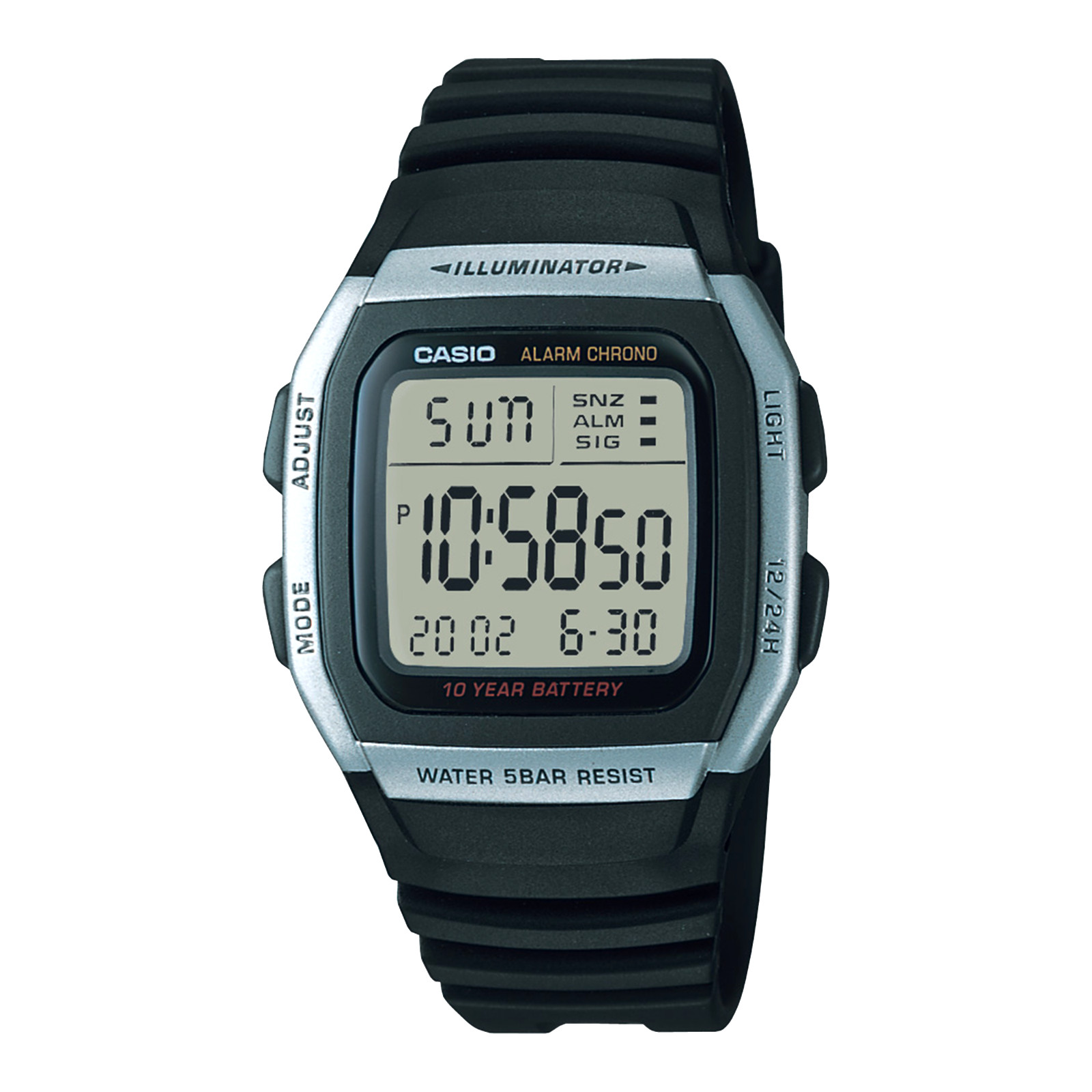 CASIO Collection Men’s Watch W-96H-1AJH Black/Silver Blister Pack LED Light New