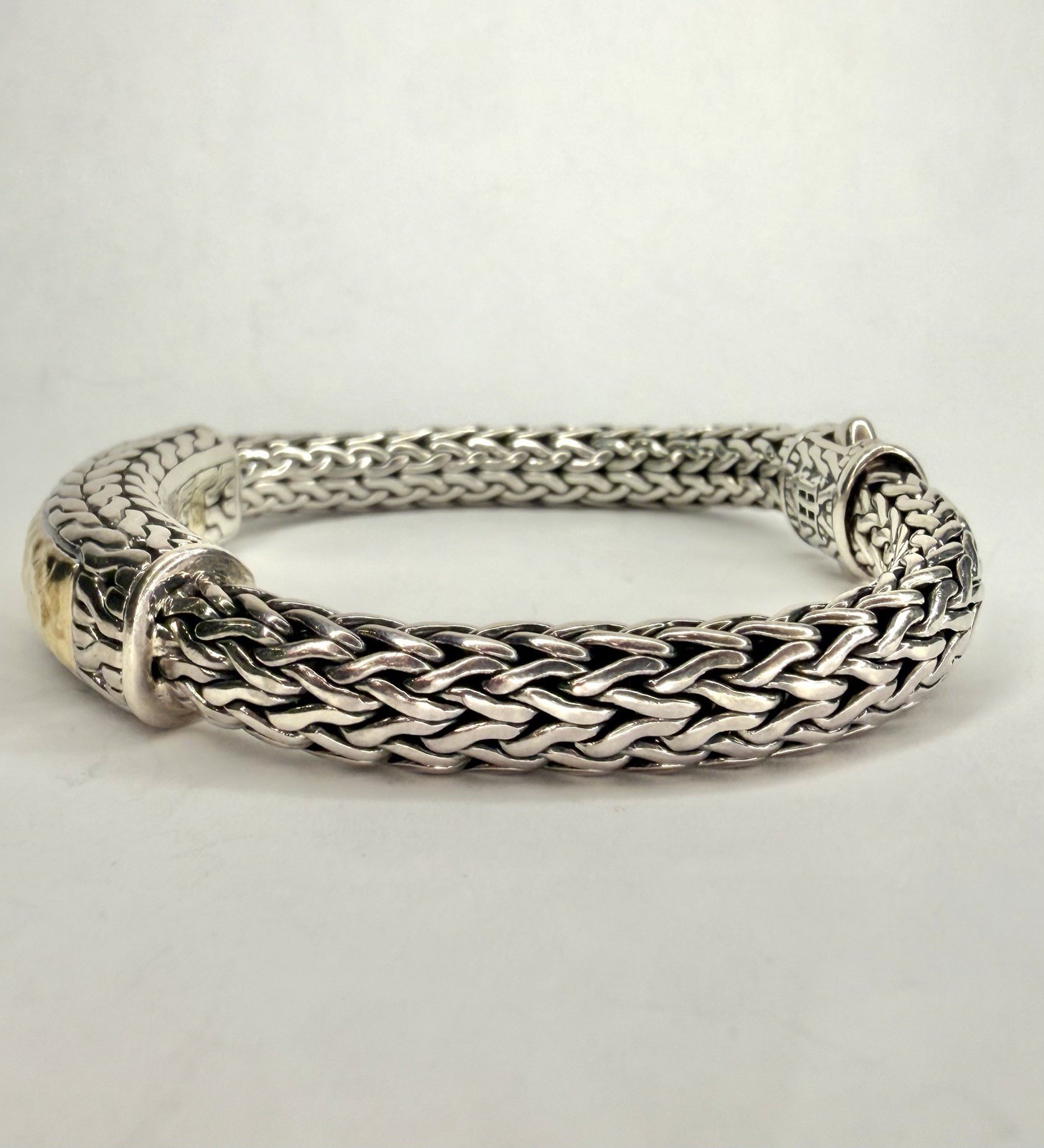 John Hardy Sterling 22k Gold Hammered Palu Collection Bracelet 6.5″