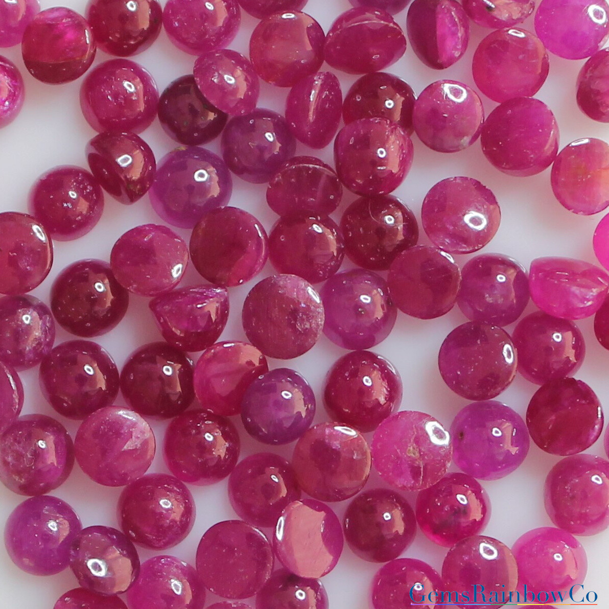 Red Round Ruby Cabochons, Natural loose gemstone in sizes 3mm to 4mm AAA Quality