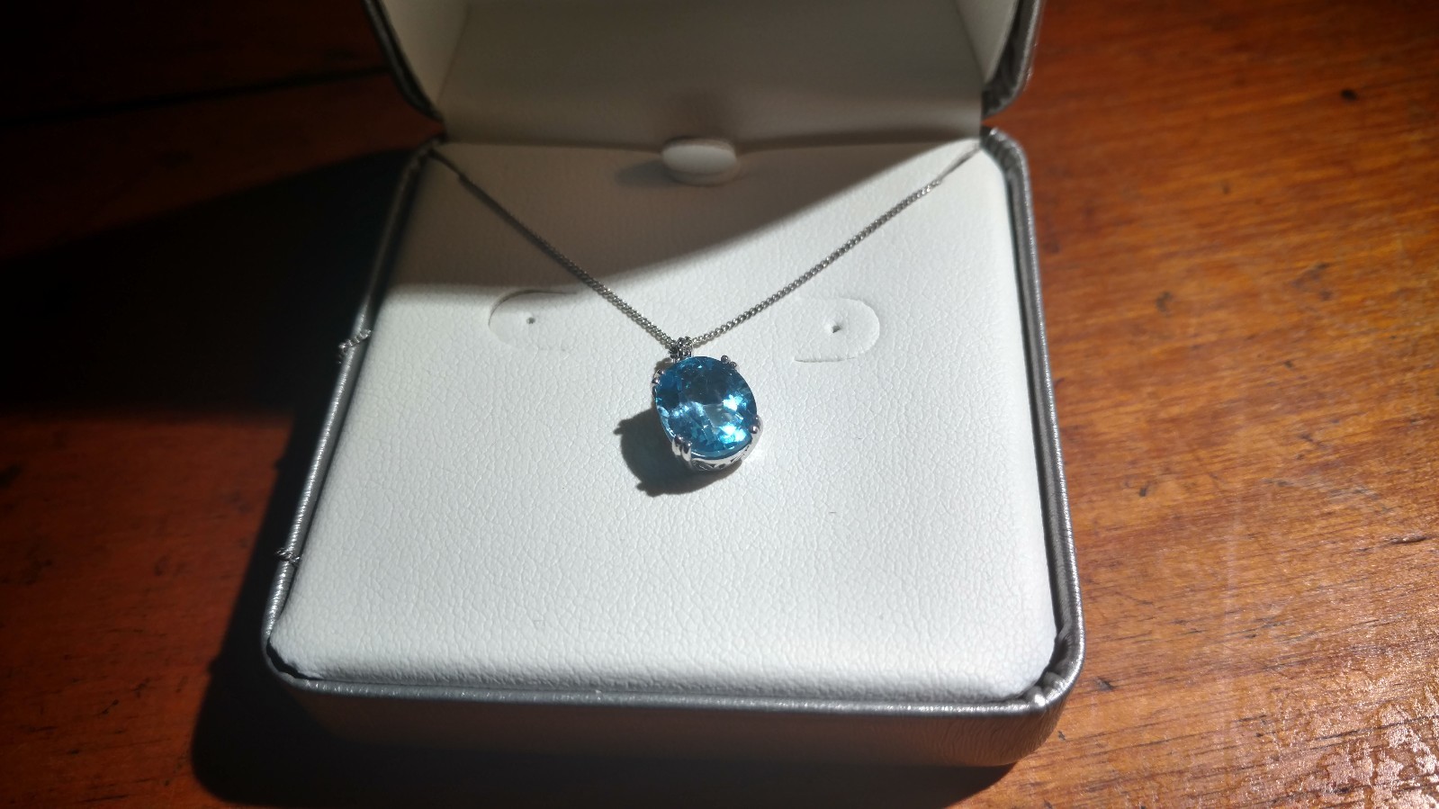 Blue Topaz Pendant 18″ with Diamond Accent $225 Retail