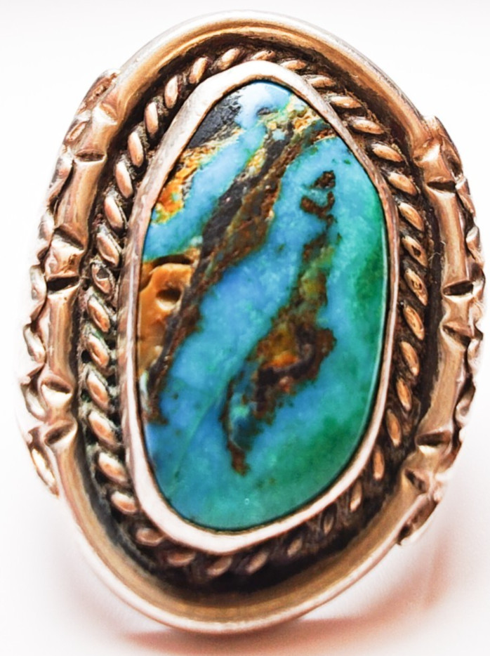 Navajo Sterling Silver Turquoise Ring Size 10.5 • LARGE 19×10.6mm Stone • 17.18g