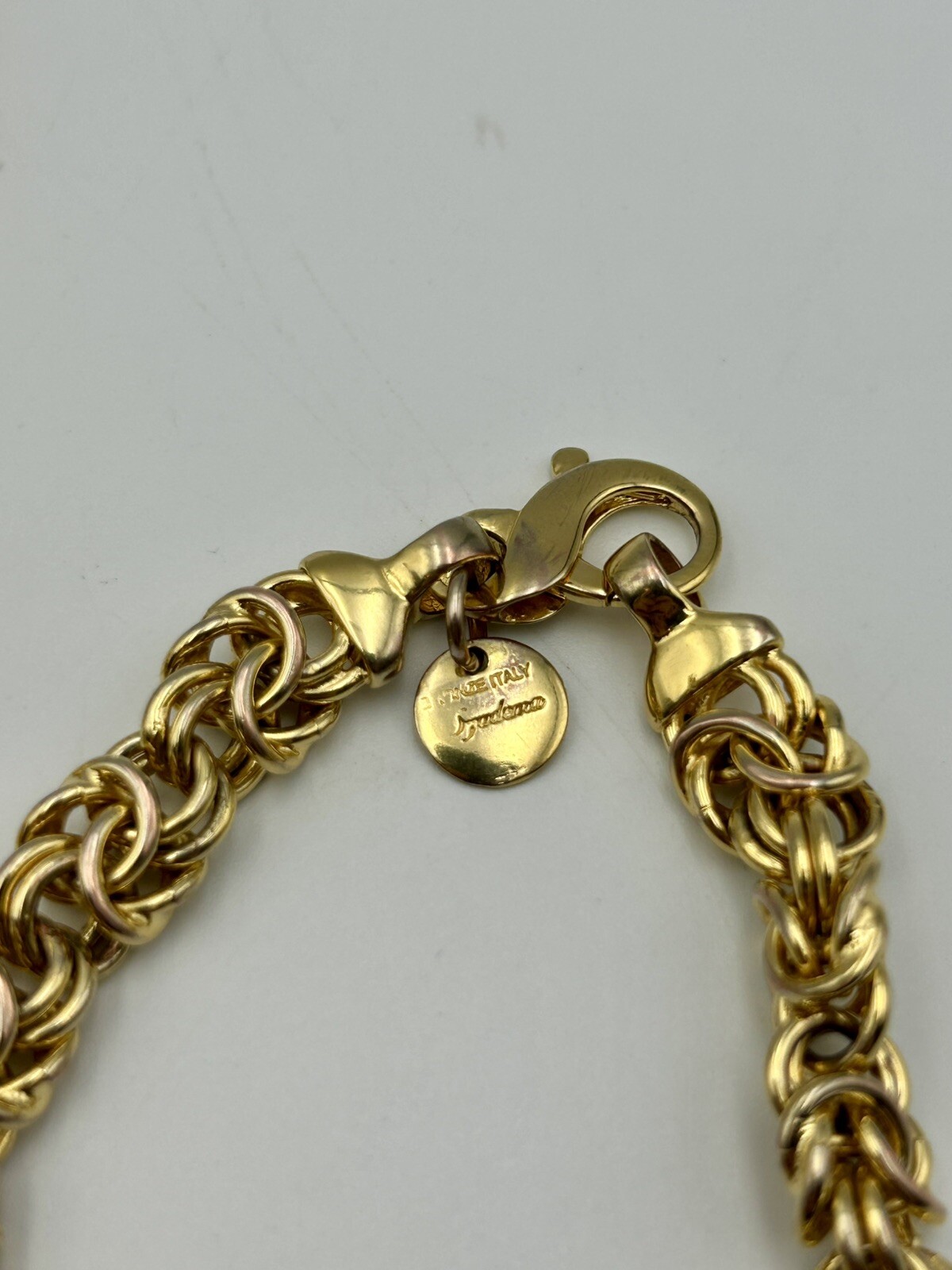 Vintage 80s 90s DYADEMA Bronze Italy Bracelet Necklace Pair Byzantine Chain Link