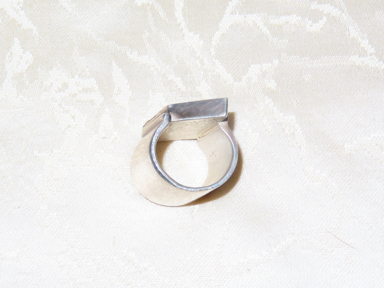 Vintage Ring Diamond Shape Pattern Hallmarked 925 Silver, Gr.58