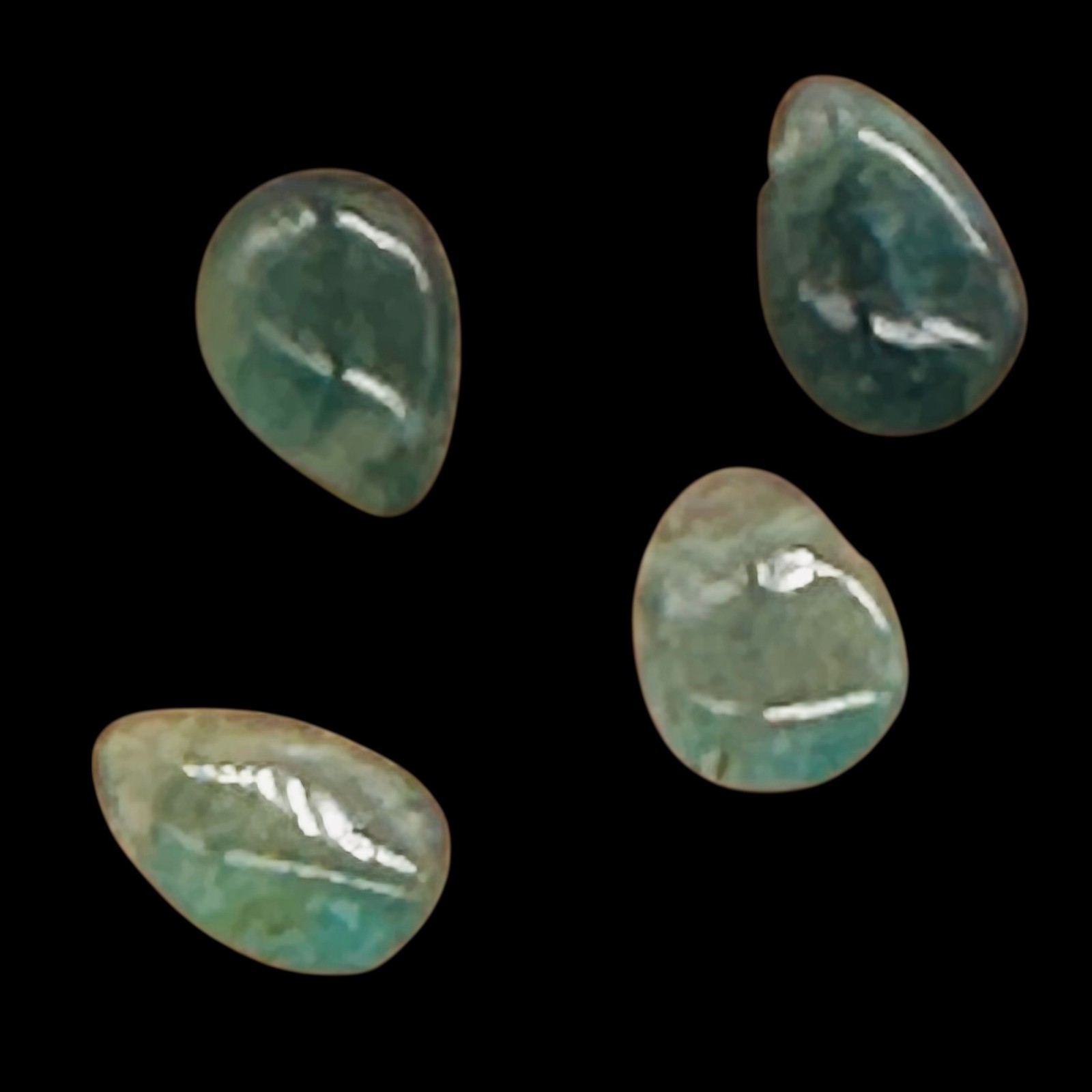 Grandidierite AAA Briolette Beads | 9x6x4 to 7x6x3mm | Aqua, Blue | 4 Beads |