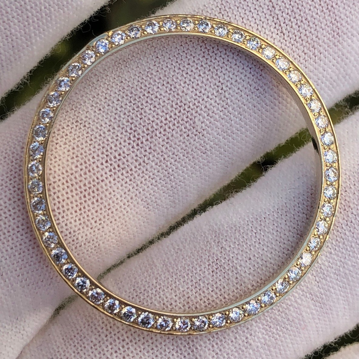 Custom Lab Grown Diamond Bezel For Rolex Datejust 36mm Watch 14k Gold Finish