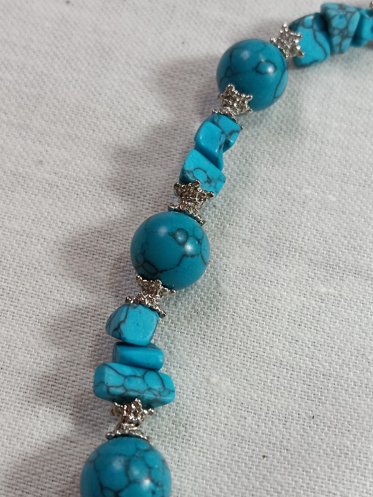 Blue Dyed Howlite Slivertone Necklace