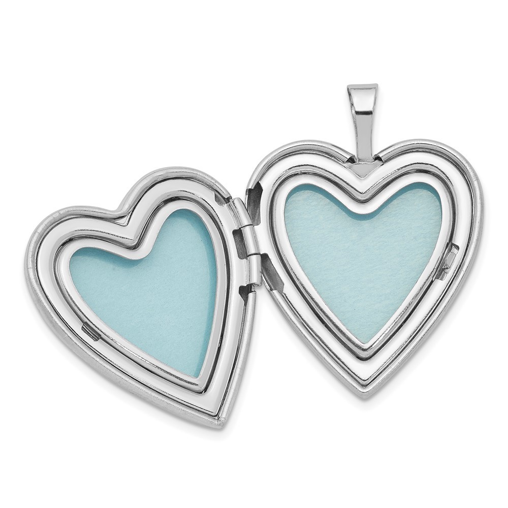 Sterling Silver Rhodium-plated 20mm Mom Heart Pendant Locket Necklace 18″