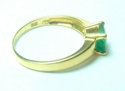 Colombian Emerald 0.96 Cts 18K Yellow Gold Size 6.75 Fine Jewels Muzo Mines