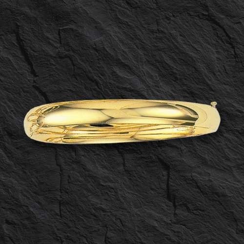 14k Yellow Gold Shiny Dome Hinged Bangle/Bracelet 6mm, 4/16″ 7 Grams, 7 Inch