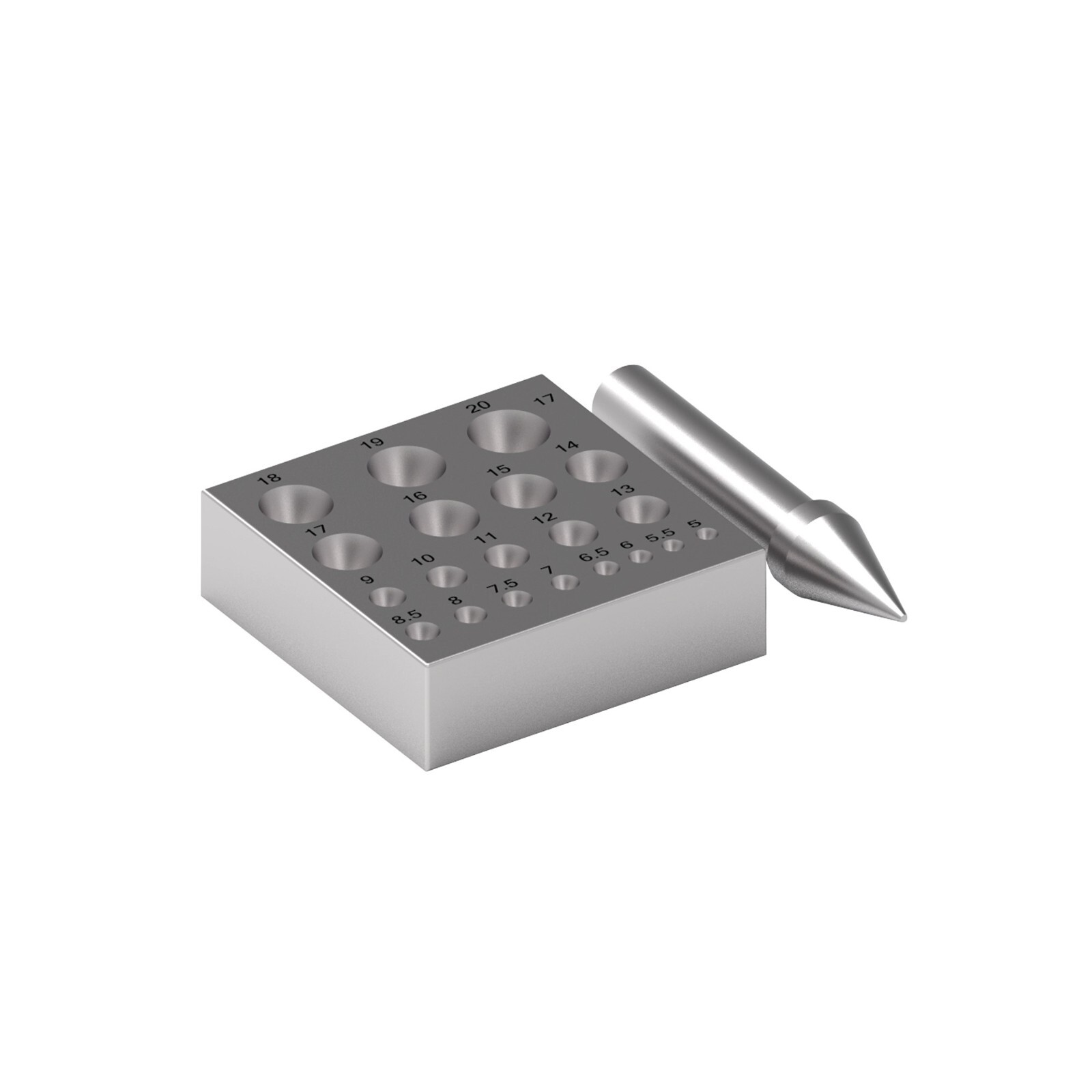 Round Punch Bezel Block Set with Size 5mm-20mm & 17 Degrees with 20 Holes