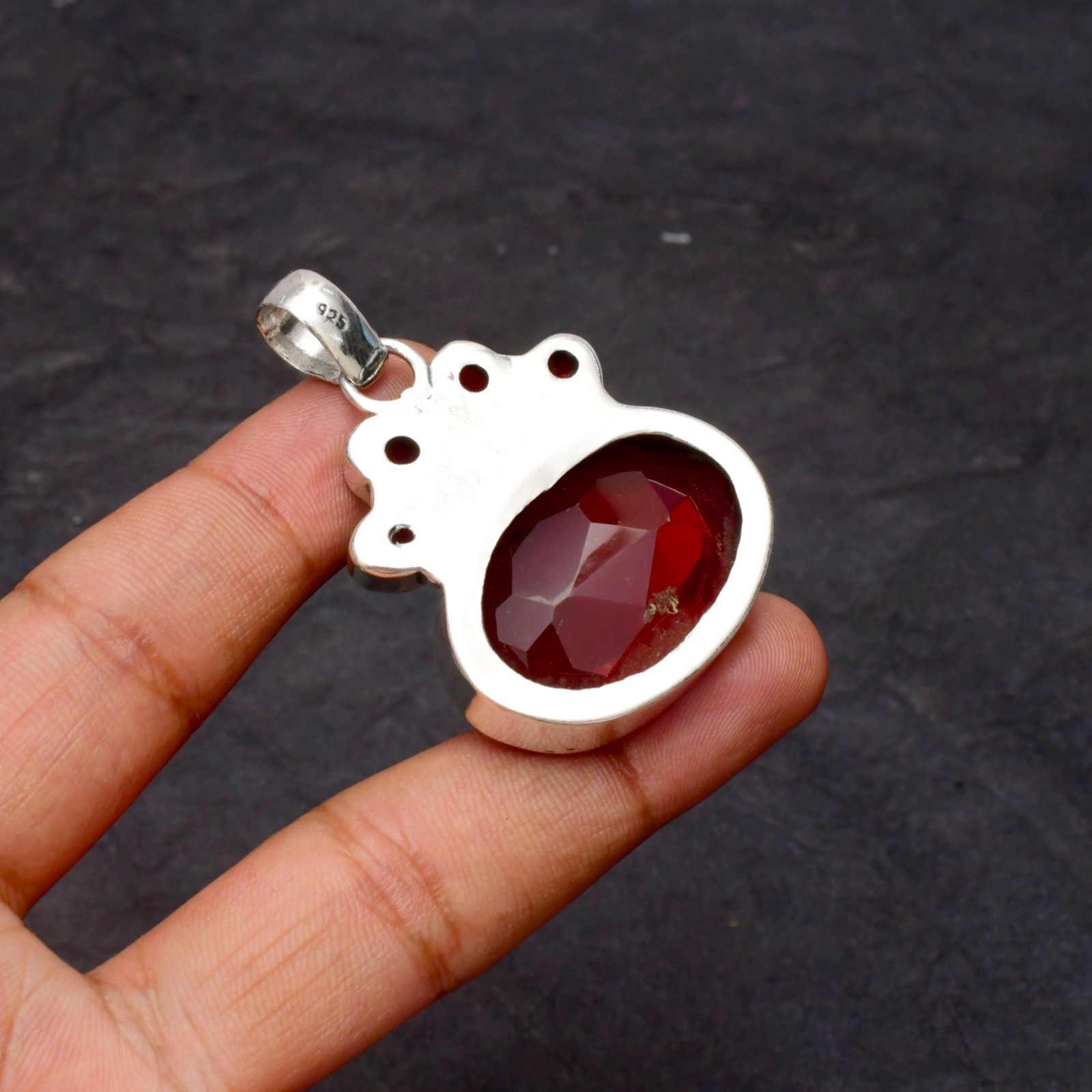 Garnet Gemstone 925 Sterling Silver Jewelry Pendant 1-2″