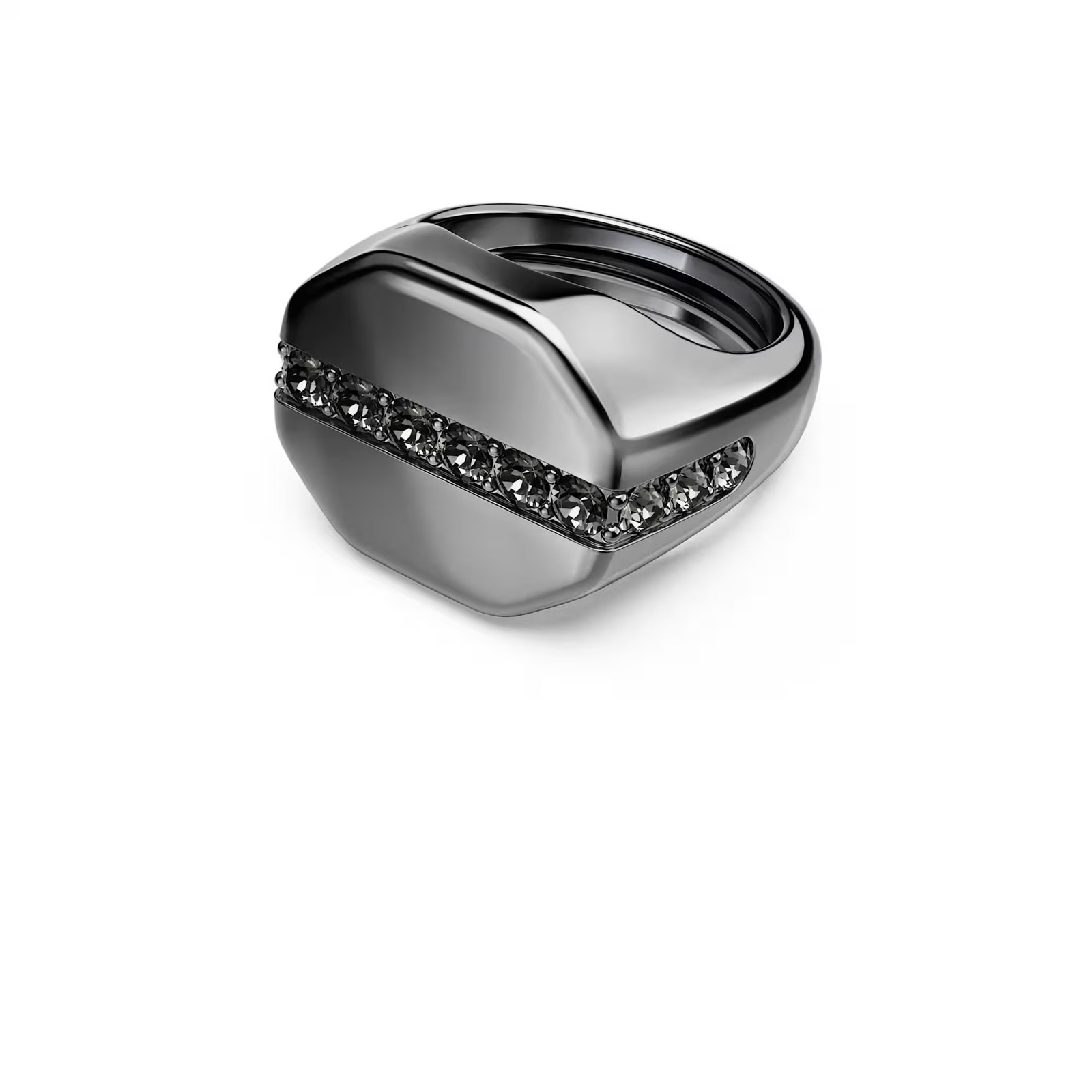 Swarovski Dextera Ring, Octagon, Black, Ruthenium Plated 5732868 Size 50-55