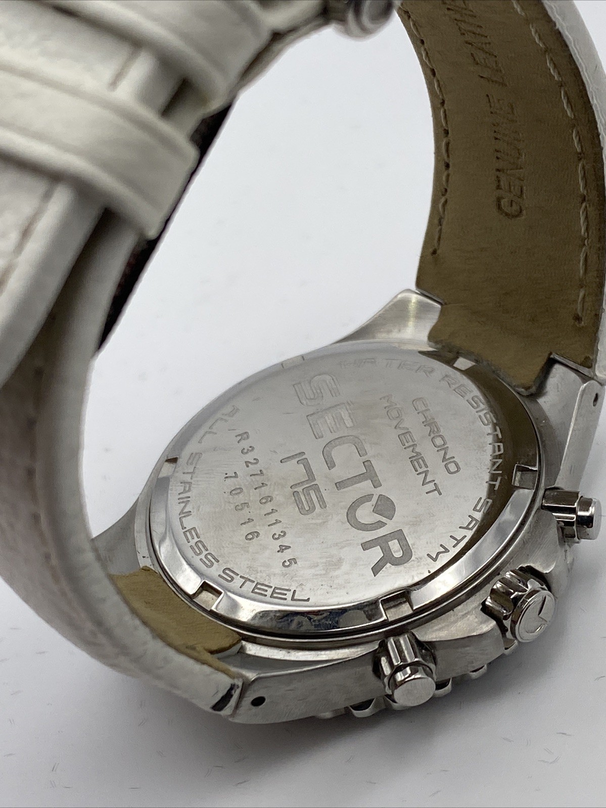 Sector 175 Diver Chrono watch Rotating Bezel White Dial Leather Women’s