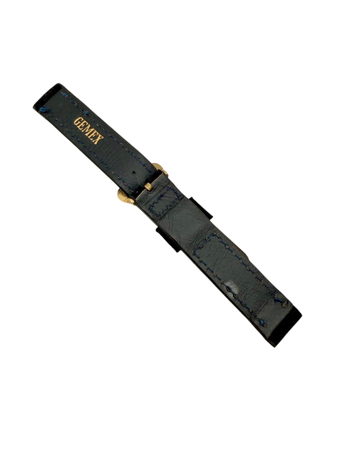 Vintage Black Suede Top Blue Stitching Gemex 16mm Watch Strap Band