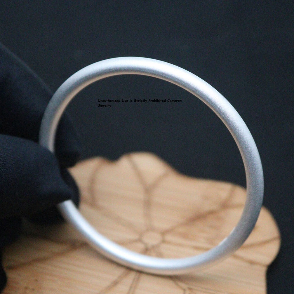 Pure S999 Fine Silver 999 Bracelet 4.5mm Round Dull Polish Bangle 31-32g 56mm