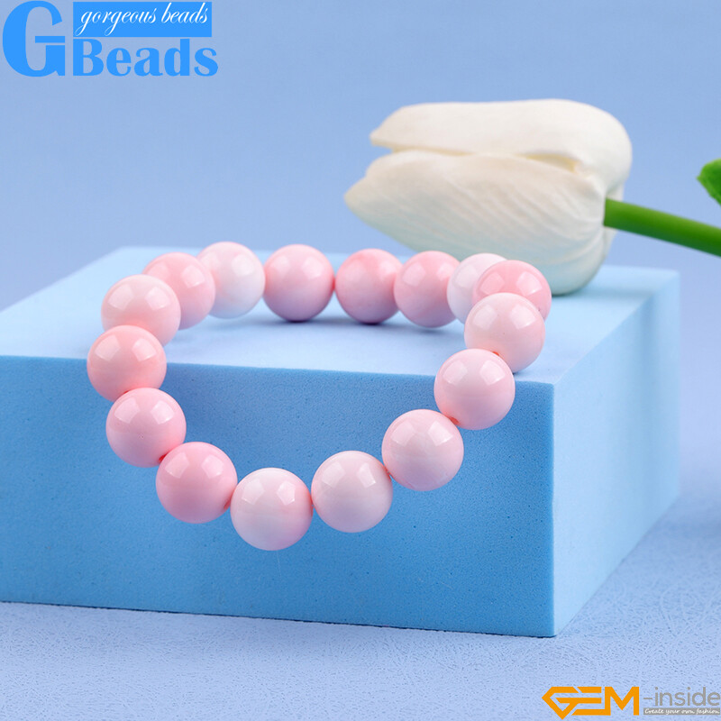 AAA Pink Conch Lobatus Shell Round Loose Beads Jewelry Making Reiki Chakra 20“