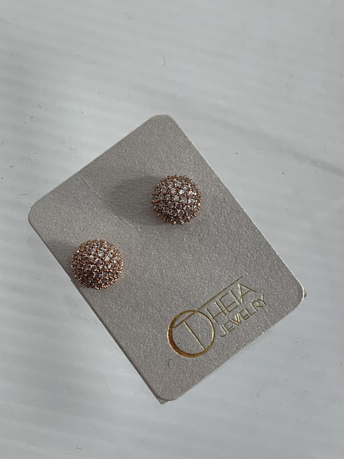 Theia Jewelry Earrings Petite Globe Stud Rose Gold Finish Over Brass New on Card