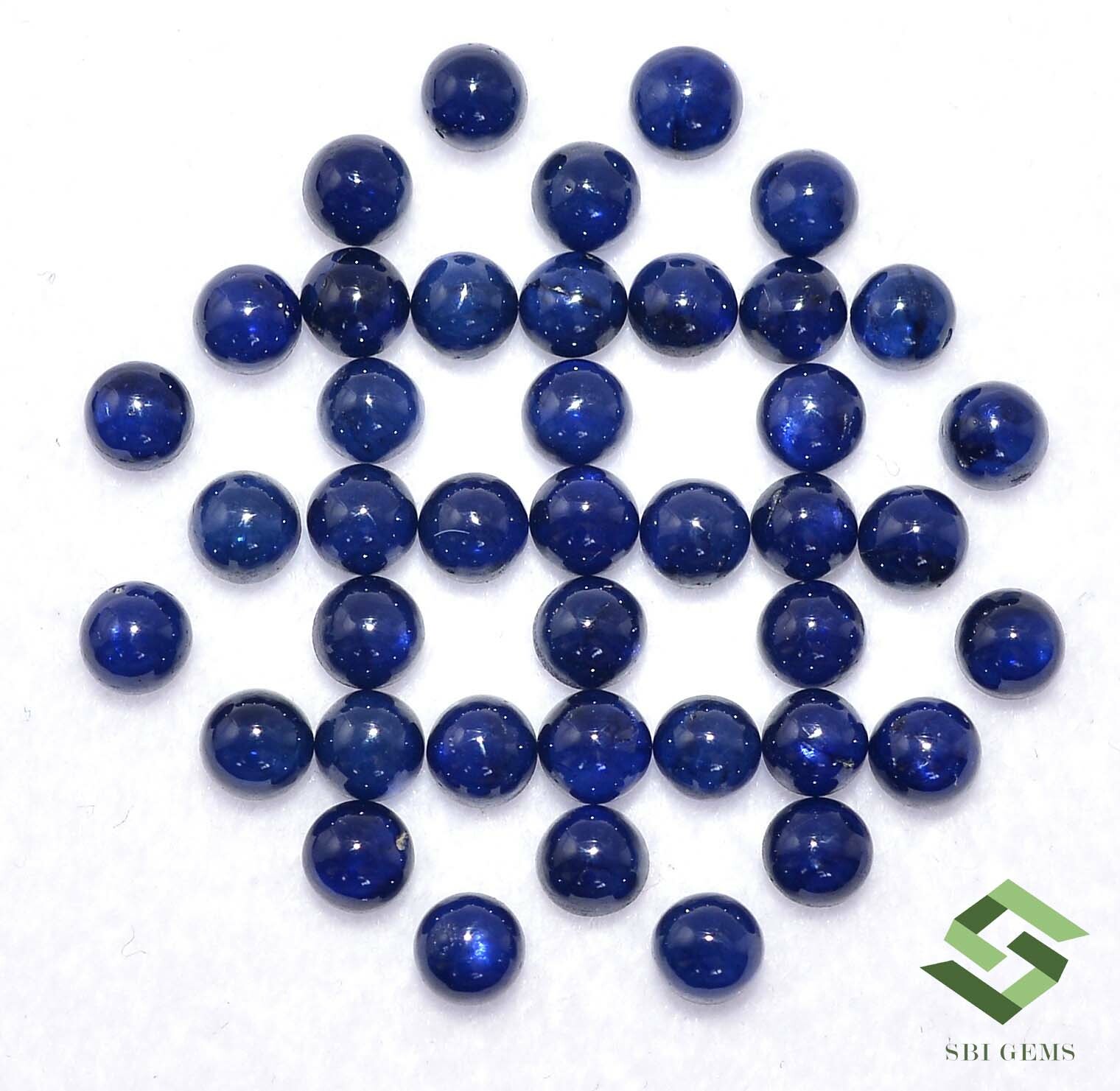 3 mm Natural Blue Sapphire Round Cabochon Lot 40 Pcs 7.71 CTS Loose Gemstones