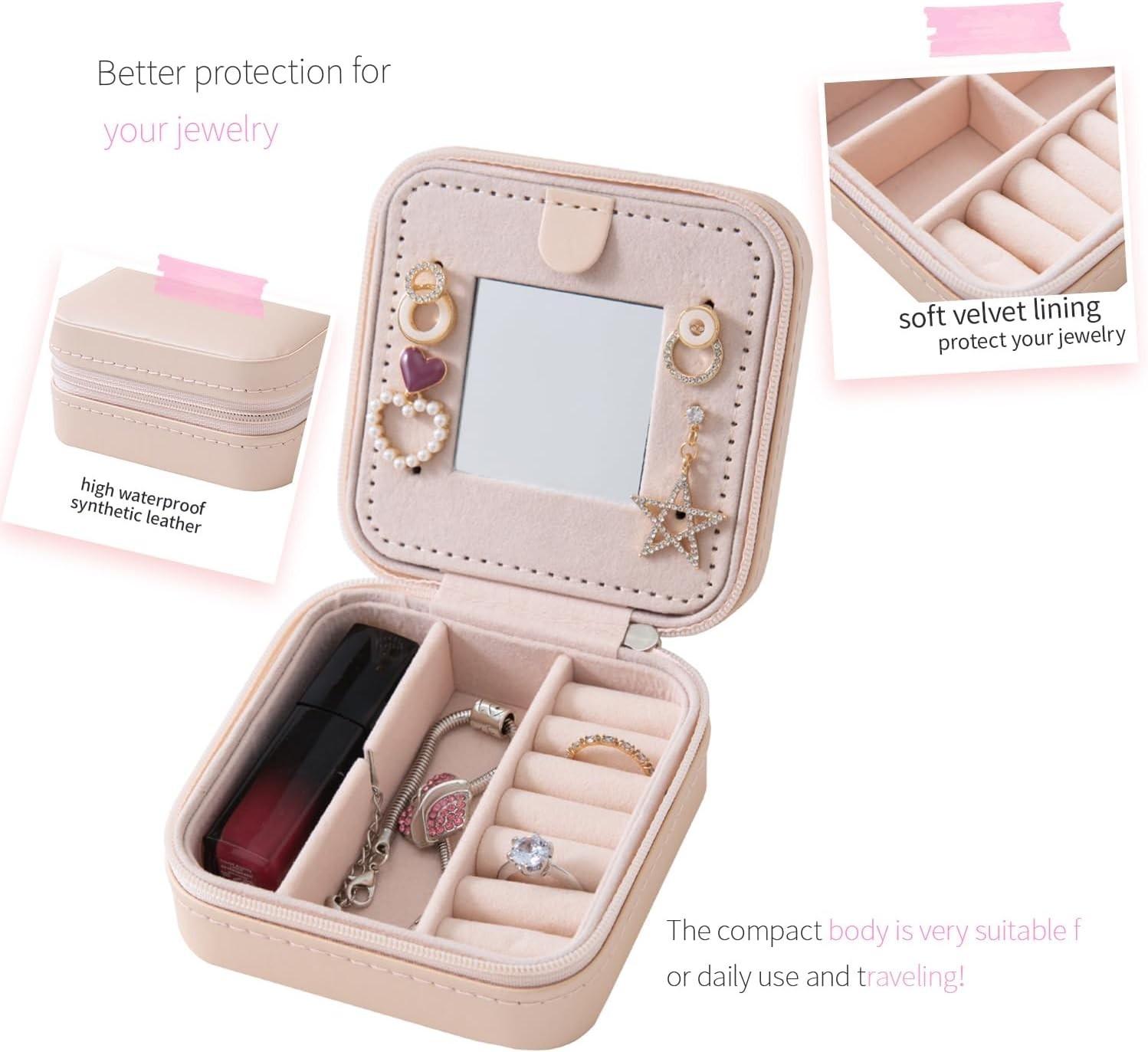 Travel jewelry case Travel jewelry box Travel Jewelry Organizer Small box Gift f