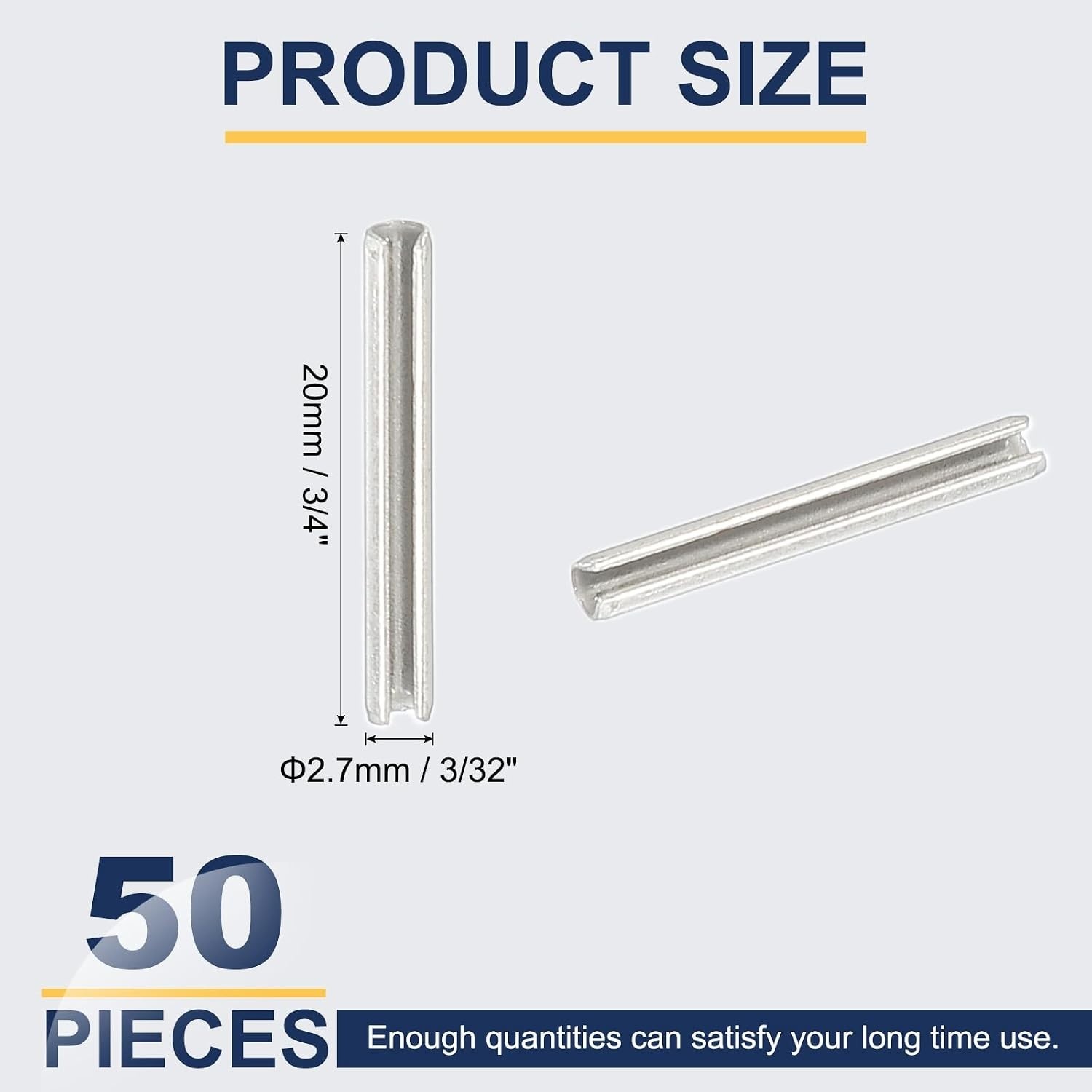 Durable 3/32″ x 3/4″ Slotted Spring Pin Set – 50 Count for Home and Auto Fixes
